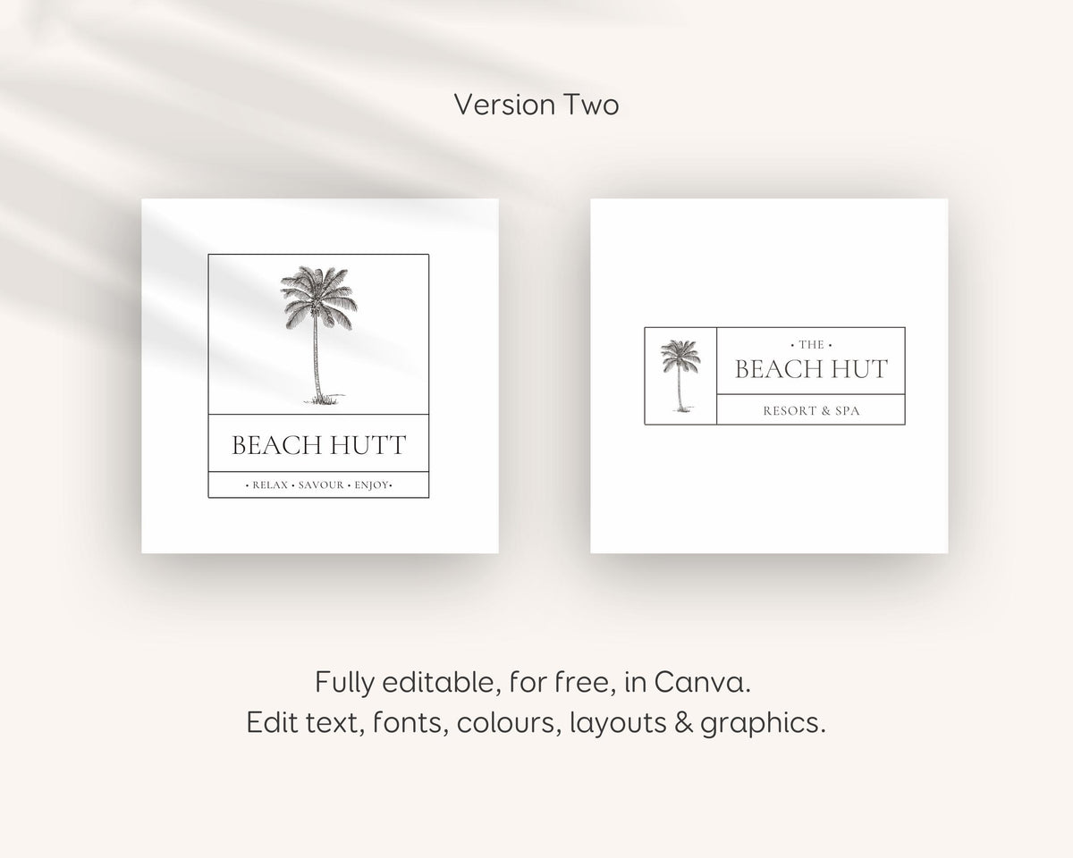 Airbnb Rental Logo Design | Palm Tree Logo, Beach House Logo Branding, Minimalist, Editable Vacation Rental Logo (Digital Download) BC1