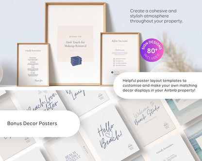 Modern Beach Airbnb Host Bundle: Website, Welcome Books, Signs, Checklists, Spreadsheets & Marketing (Editable Canva Templates) BC1