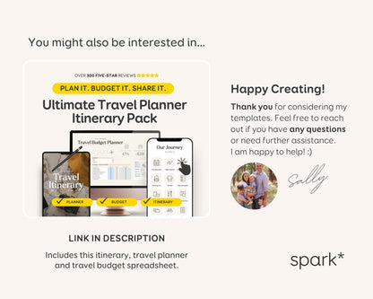 Digital Travel Itinerary Editable Template | Canva Instant Download