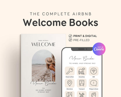 Printable & Digital Airbnb Welcome Book Canva Templates