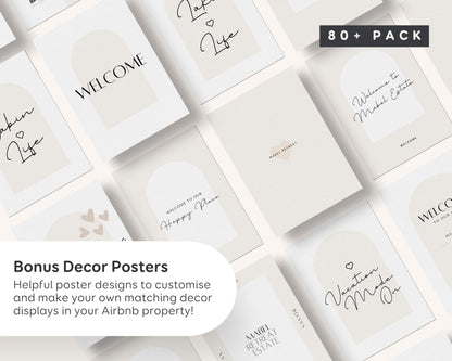 Airbnb Signs Bundle, Canva Edit Welcome Signs Pack, 80+ Templates