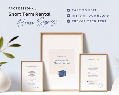 Modern Airbnb Signs | Airbnb Posters, House Signs, Welcome Sign, Welcoming Signs Printable House Rules, Review, WiFi, Canva Templates, BC1