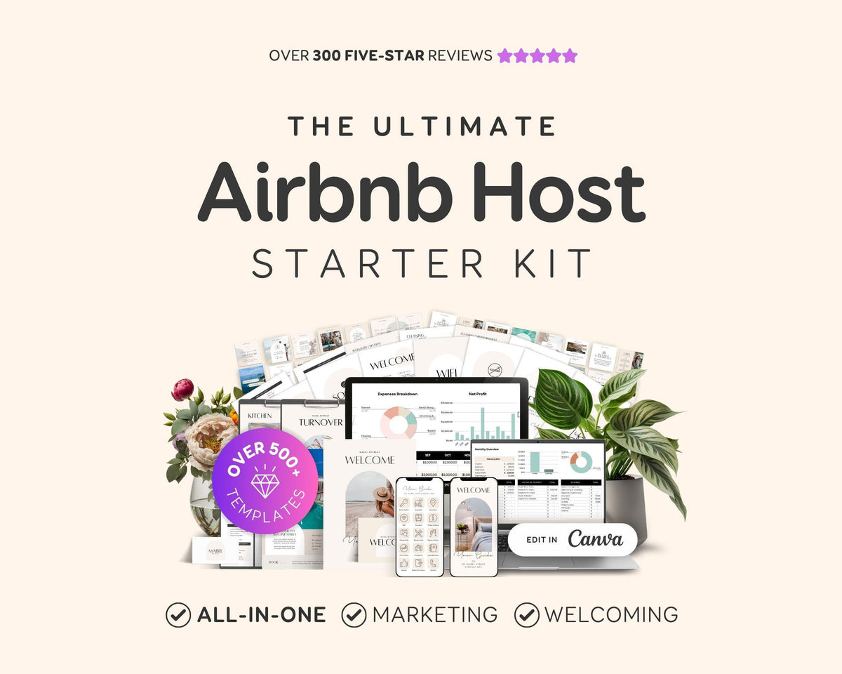 Airbnb Host Template Bundle - House Signs, Welcome Guide Books, Cleaning Checklists & More! EG2