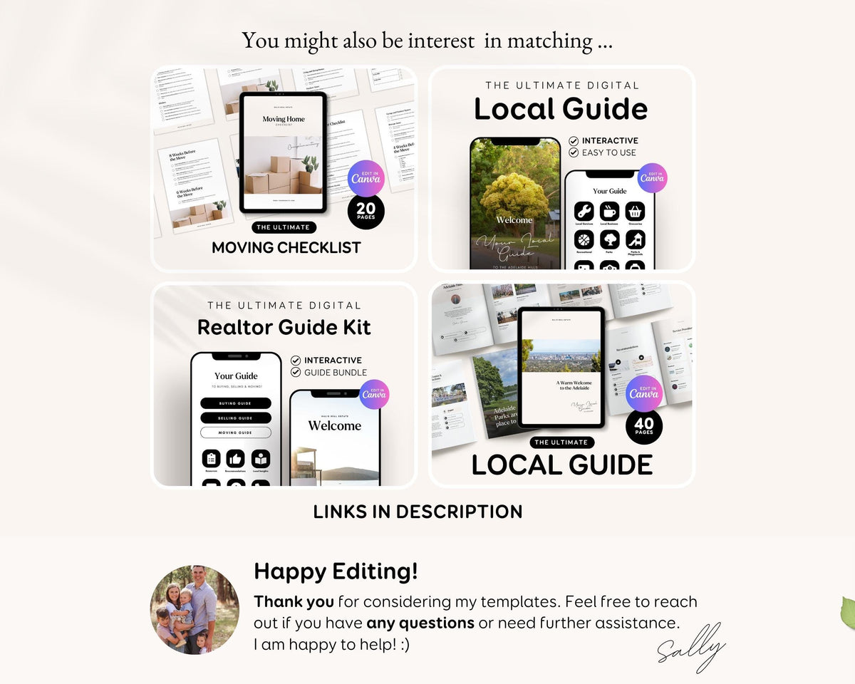 The image is a collage of four different images, each representing a different app or service related to real estate or moving. The collage includes a mobile app called "The Ultimate Digital Moving Checklist", a real estate app called "The Ultimate Realtor Guide Kit", a local guide app called "The Ultimate Local Guide", and a local guide app called "The Ultimate Local Guide".