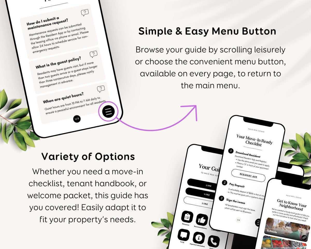 Digital Tenant Rental Handbook and Move-In Manual for Landlords, Property Managers, Real Estate RE1