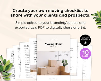 Moving Checklist: Realtor Client Guide (Editable Canva Template) RE1
