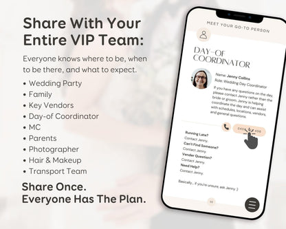 Wedding Day Game Plan | Mobile APP-Like Planner Timeline Template | Itinerary, Day Of Coordinator, Checklists (Digital Download)