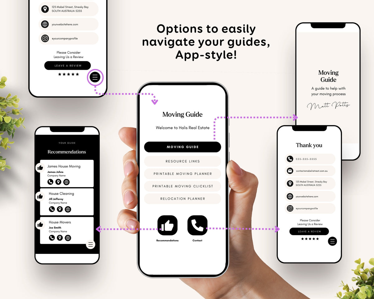 Realtor Moving Guide Template: Editable Digital Checklist for Agents RE1