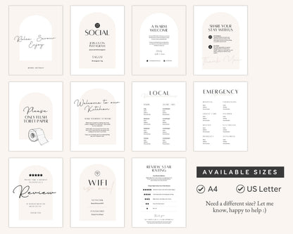 Airbnb Signs Bundle, Canva Edit Welcome Signs Pack, 80+ Templates
