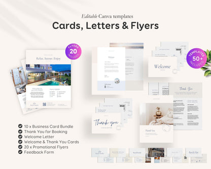 Modern Beach Airbnb Host Bundle: Editable Welcome Book, Rental Signs, Cleaning Checklist & More! BC1