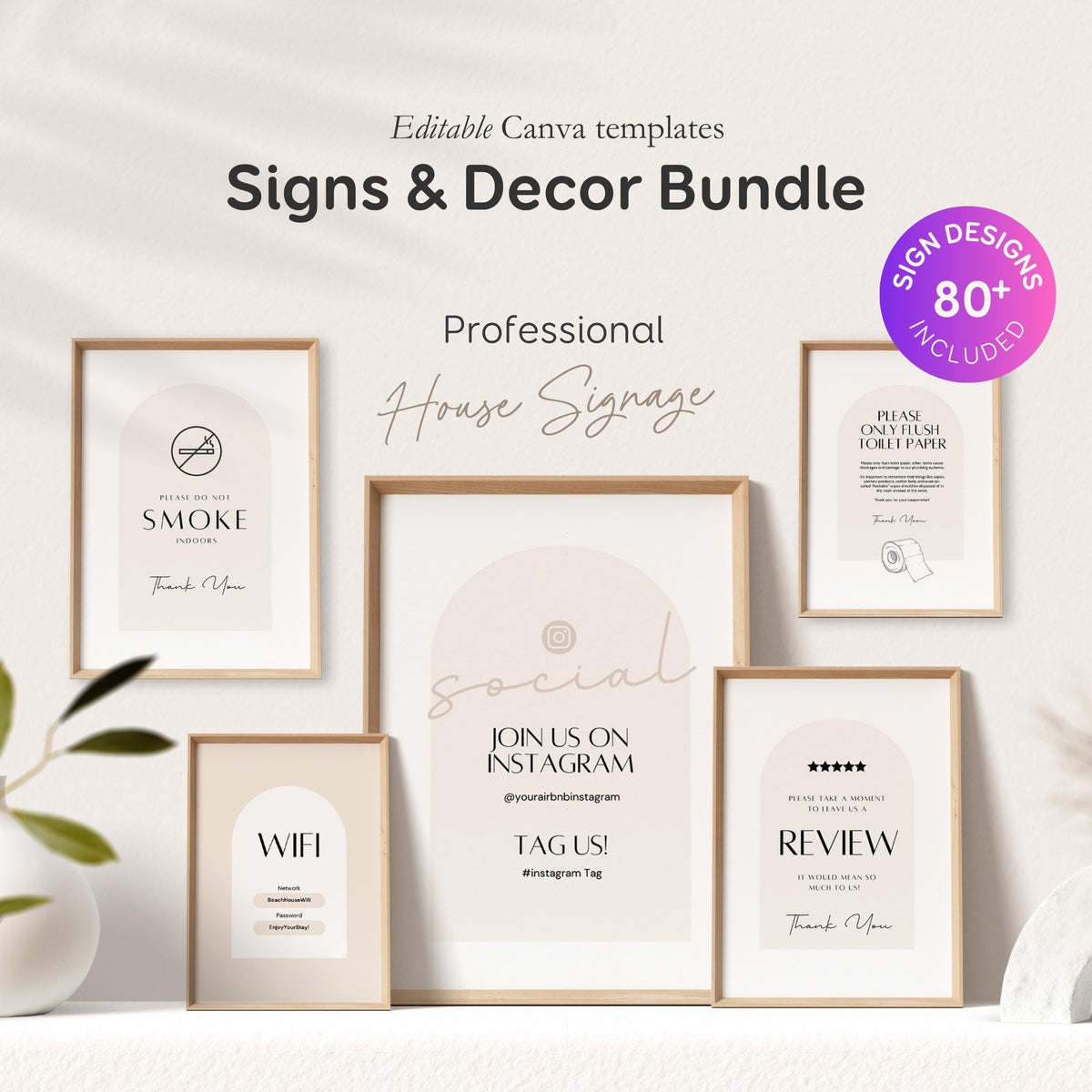 Airbnb Hosting Bundle: Website, Welcome Books, Signs, Checklists, Spreadsheets & Marketing - Editable Canva Templates - EG2