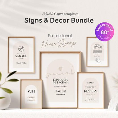 Airbnb Hosting Bundle: Website, Welcome Books, Signs, Checklists, Spreadsheets & Marketing - Editable Canva Templates - EG2