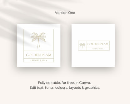 Airbnb Rental Logo Design | Palm Tree Logo, Beach House Logo Branding, Minimalist, Editable Vacation Rental Logo (Digital Download) BC1
