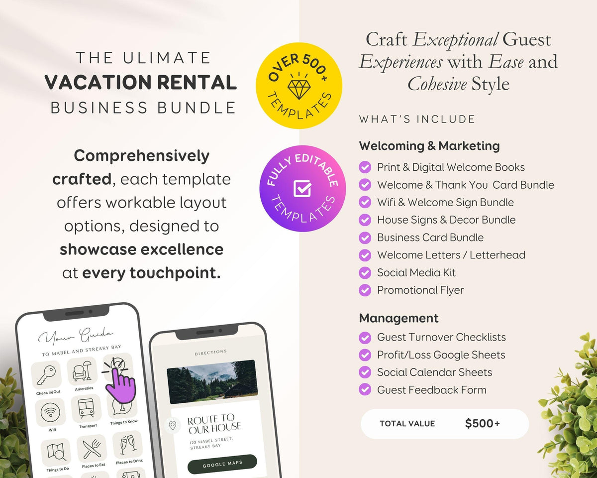 Airbnb Cabin Host Template Bundle- Digital & Printable Welcome Guide Books, Signs, Checklists + More (Editable Canva Download) EG3