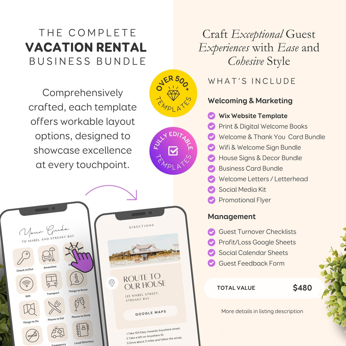 Airbnb Hosting Bundle: Website, Welcome Books, Signs, Checklists, Spreadsheets & Marketing - Editable Canva Templates - EG2