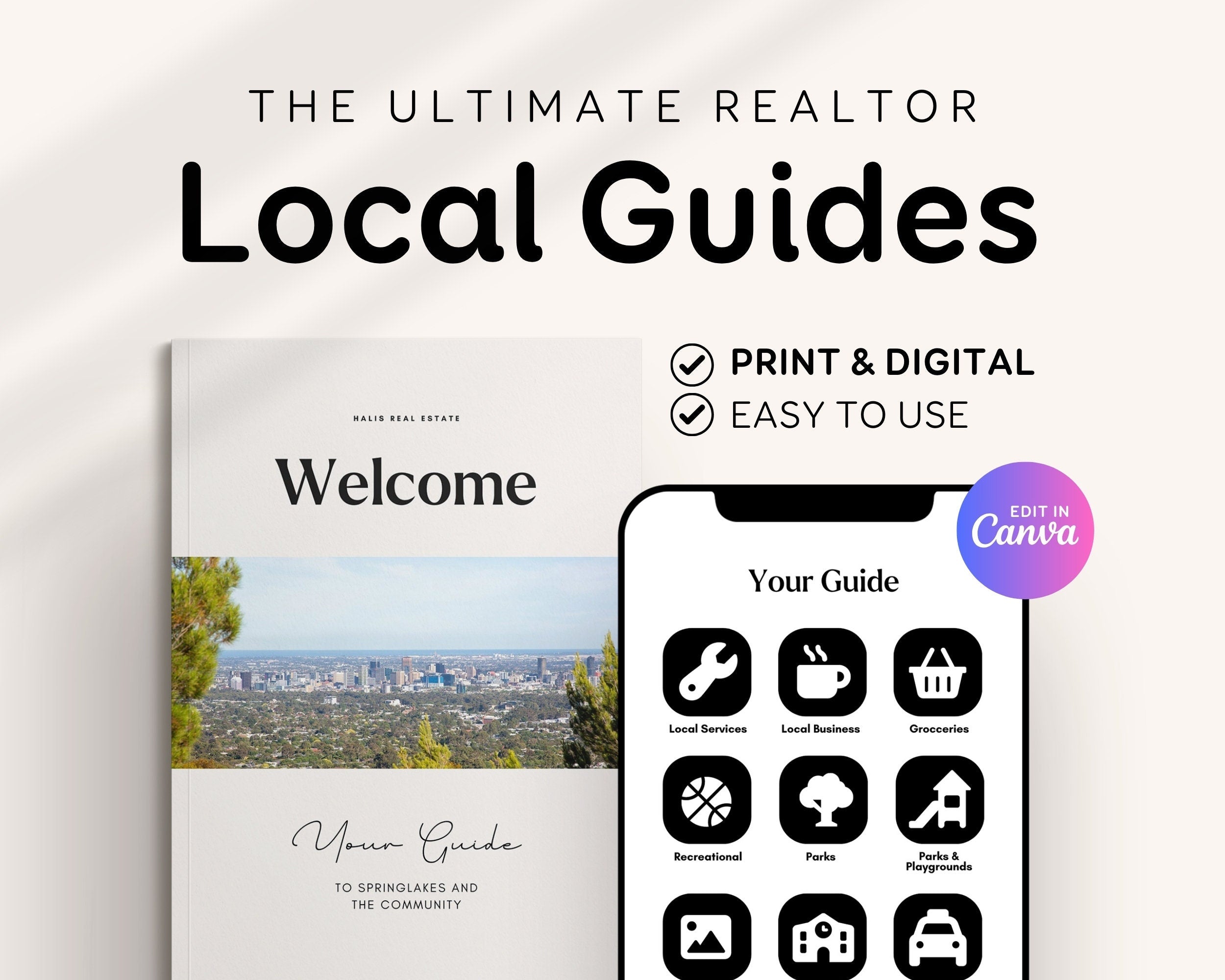 Small Local Guidebook Examples Relocation Local Community Digital & Printable Guide Template for Real ...