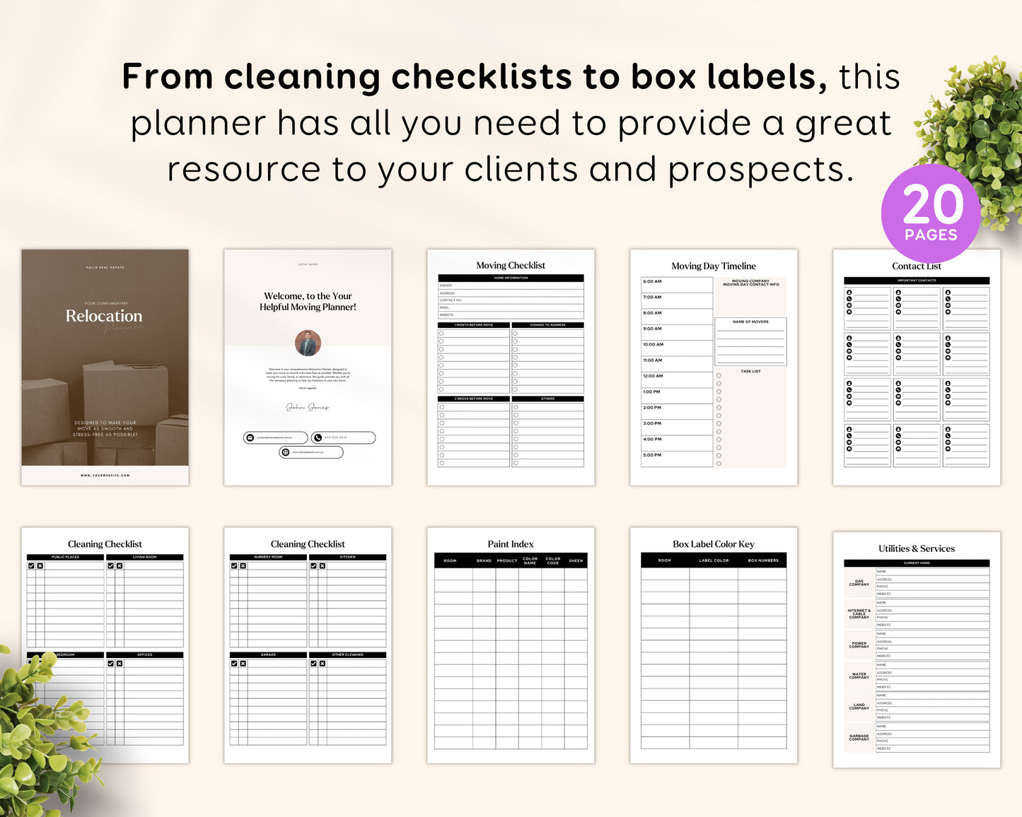 Real Estate Relocation Planner Guide for Realtors Relocation Guide Template Moving Planner Moving to Checklist Real Estate Digital Canva RE1