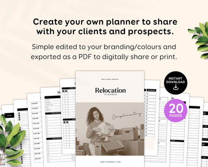 Real Estate Relocation Planner Guide for Realtors Relocation Guide Template Moving Planner Moving to Checklist Real Estate Digital Canva RE1