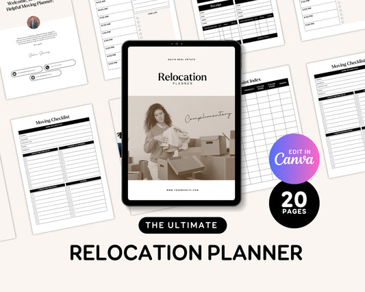 Real Estate Relocation Planner Guide for Realtors Relocation Guide Template Moving Planner Moving to Checklist Real Estate Digital Canva RE1