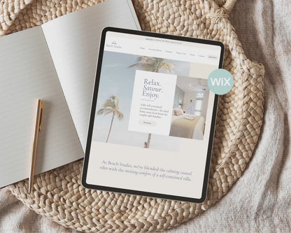 Modern Beach Airbnb Host Bundle: Website, Welcome Books, Signs, Checklists, Spreadsheets & Marketing (Editable Canva Templates) BC1