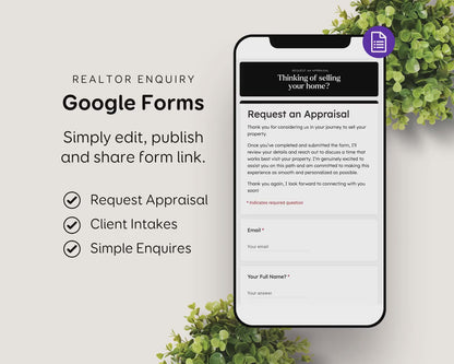 Digital Real Estate Online Google Forms - Client Intake, Appraisal, Buyer & Seller RE1