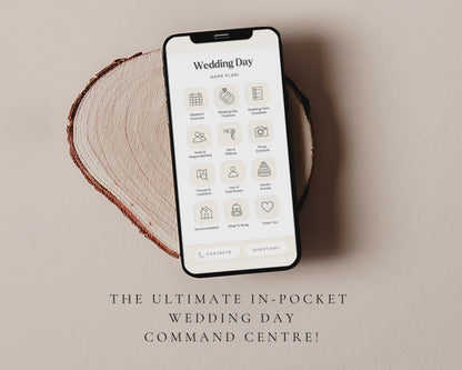 Wedding Day Game Plan | Mobile APP-Like Planner Timeline Template | Itinerary, Day Of Coordinator, Checklists (Digital Download)