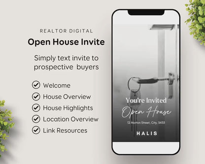 Real Estate Open House Property Listing Invite Template: Editable Digital Guide RE1