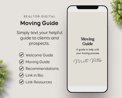 Realtor Moving Guide Template: Editable Digital Checklist for Agents RE1